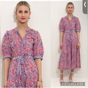 Lola Australia Pacific Boho Belted Midi Dress Size L